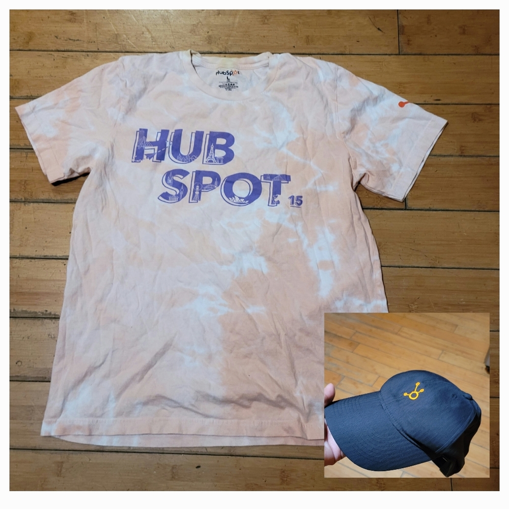 Lot of Hubspot Tie Dye T-Shirt  &  Black Nike/Hubspot Dri-Fit Baseball Cap